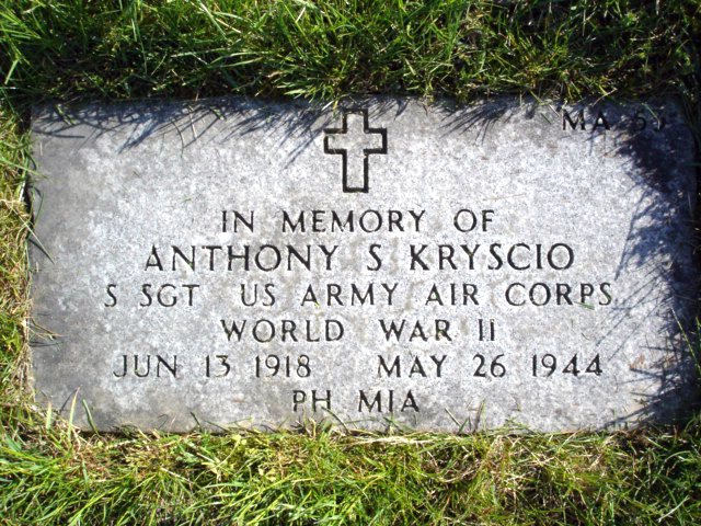 Marker for Anthony S. Kryscio, at Indiantown Gap National Cemetery Annville, Lebanon County, Pennsylvania