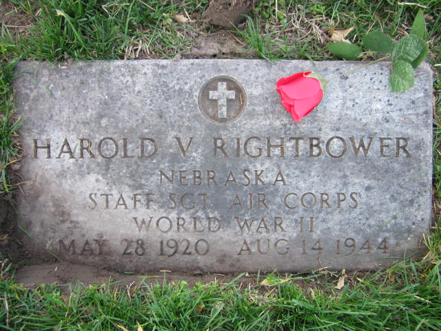 Harold V. Rightbower grave marker.