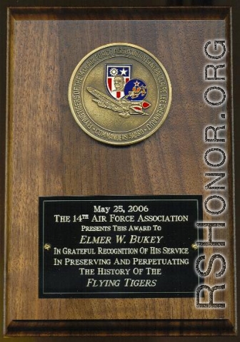 This Great Award Was Bestowed On Me By The Board Members Of The 14th Air Force Association At The Memorial Day Meeting In 2006.I Am Very Proud And Humbled By This Award And Wish To Thank All The Board Members For This Prestigious Award.