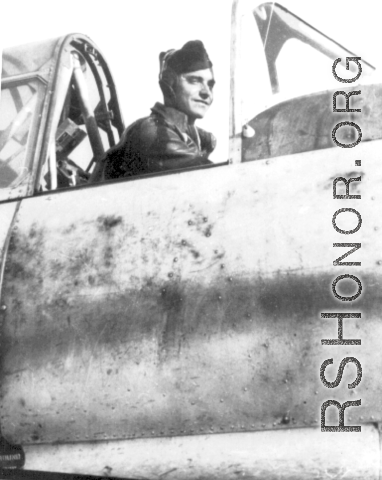 Cadet Ernest W. Garner in the cockpit of his trainer.