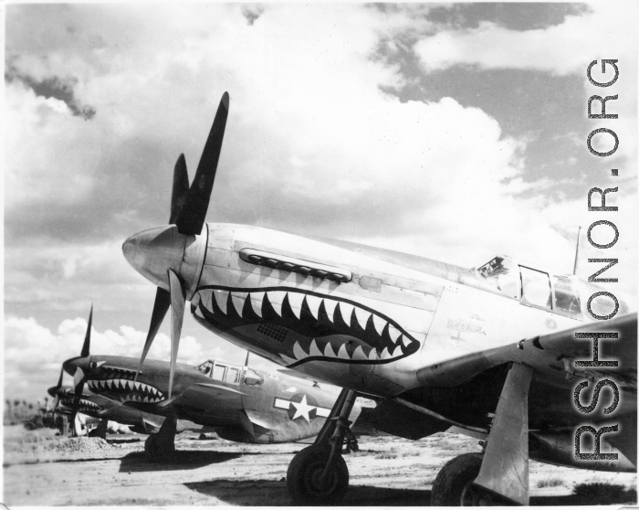 P-51s in a row in Yunnan, China during WWII.