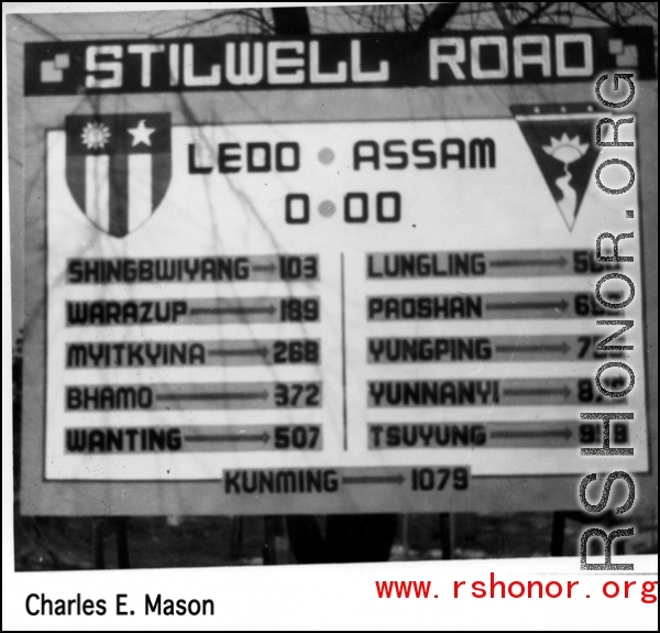Stilwell Road sign, marking Ledo and Assam.