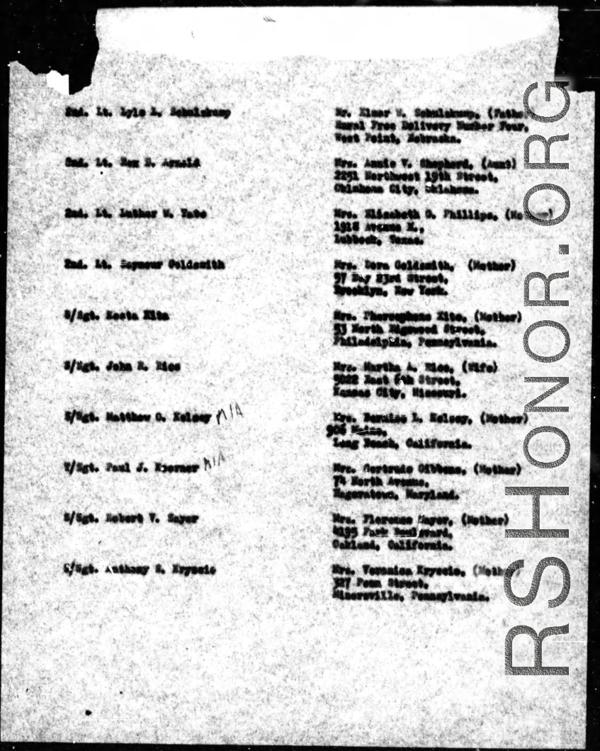 Page 2 of MACR 5346, B-24J L.A.B. bomber #42-100040 that disappeared on May 26, 1944.
