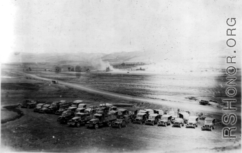 US vehicles in the midst of retreat in China during WWII.