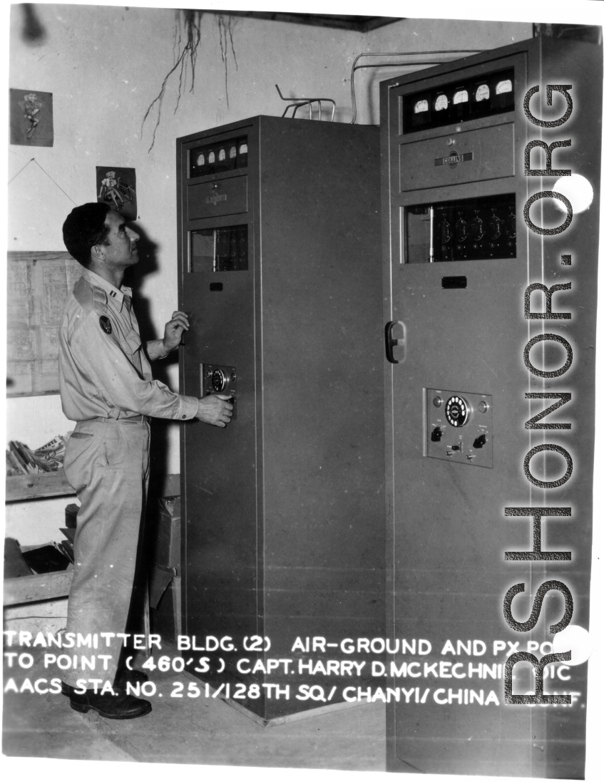 Transmitter building, air-ground and PX point-to-point (460's). Capt. Harry D. McKechnie. AACS Sta. No. 251, 128th Squadron, Chanyi, China.