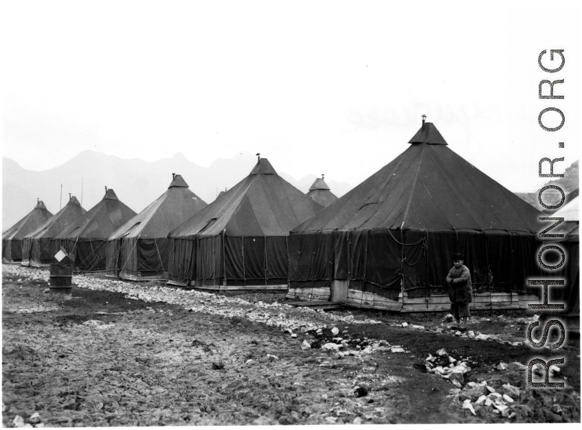 American military tent camp, probably in SW China, during WWII.