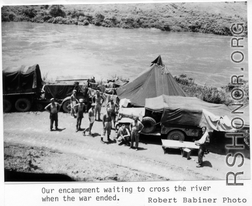 "Our encampment waiting to cross the river when the war ended." In the CBI during WWII.  Photo from Robert Babinec.