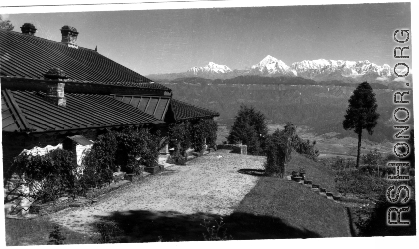 An attractive building at an Allied rest camp in the Himalayas during WWII.