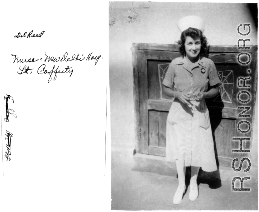 Nurse at New Delhi Hospital during WWII. Lt. Betty Cafferty.