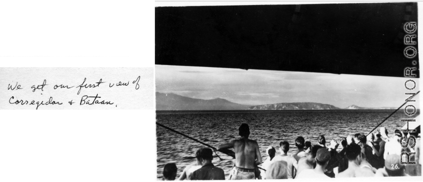 First view of Corregidor and Bataan of GIs on their way home after the war.