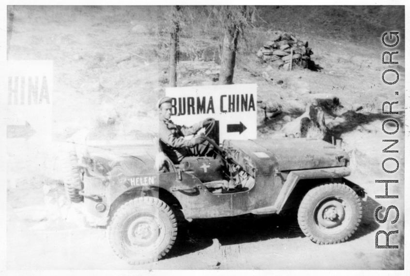 A Jeep named "Helen" and GI headed to China during WWII.  Image from Emery and Beth Vrana.