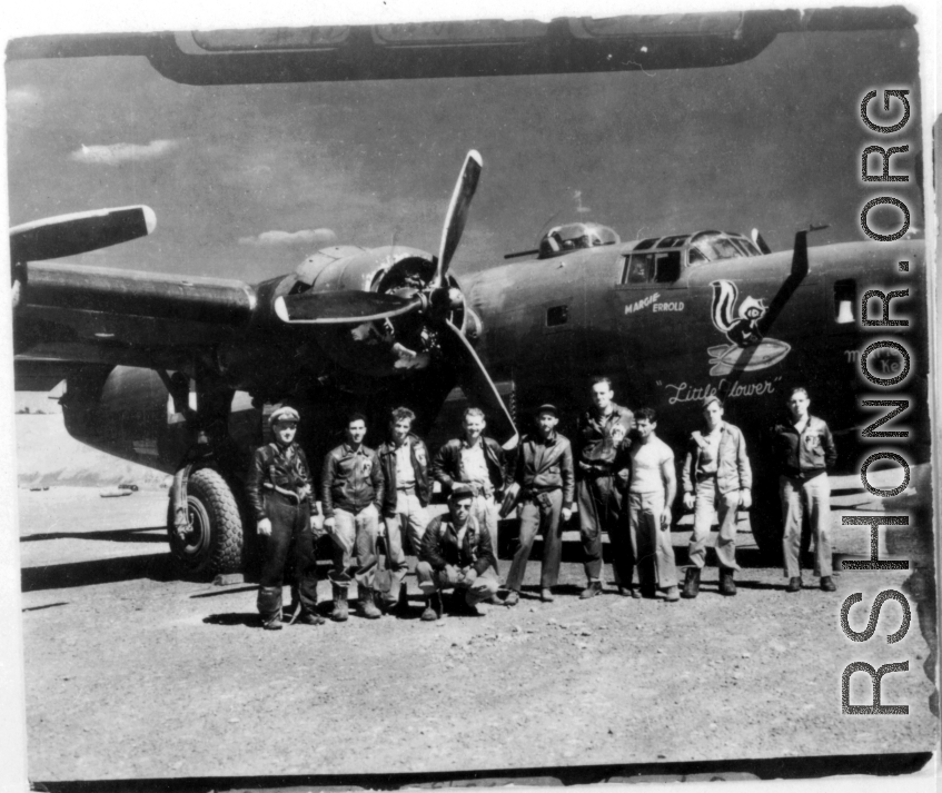 The B-24 "Little Flower" in the CBI during WWII.  Photo from Emery and Beth Vrana.