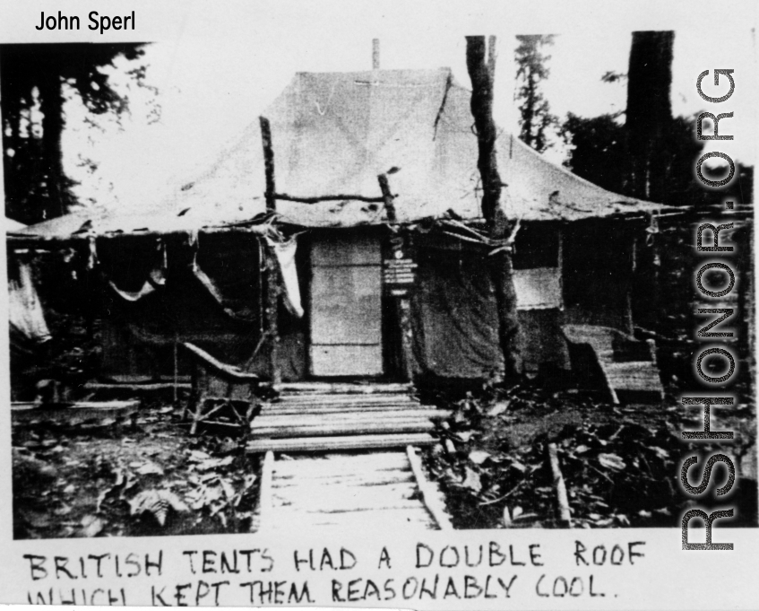 "British tents had a double roof which kept them reasonably cool."  Photo from John Sperl.