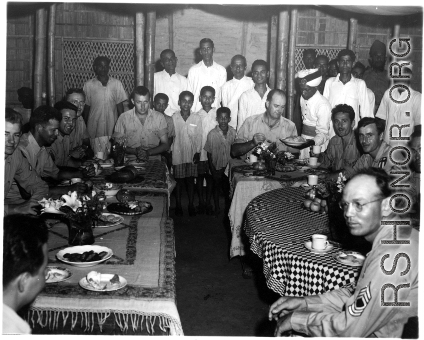 GIs enjoy a fine meal in India during WWII.