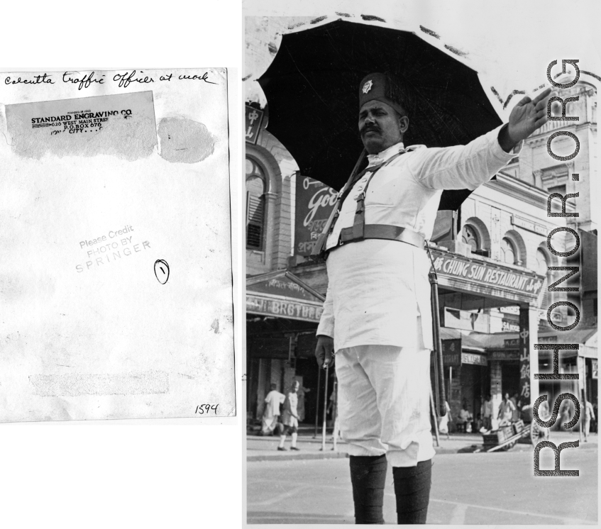 Calcutta traffic officer at work, during WWII.