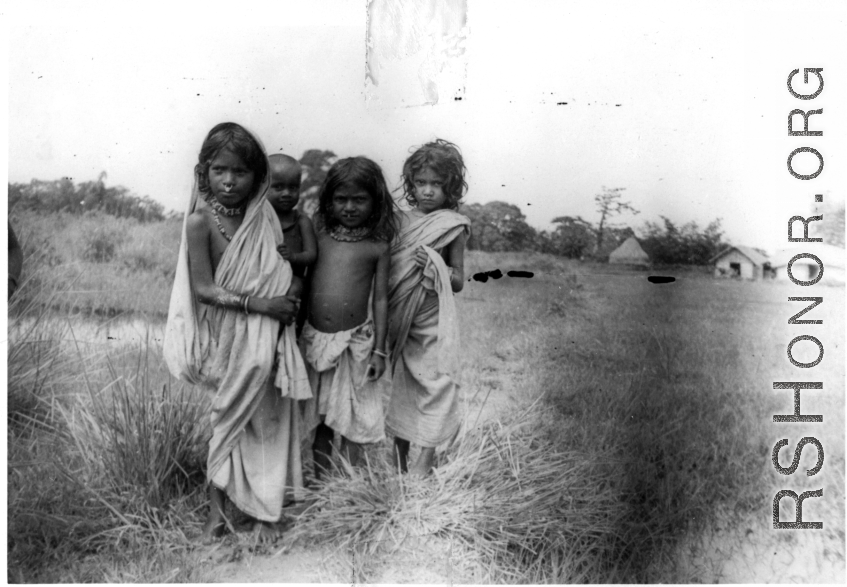 Kids in rural India.  Images provided to Ex-CBI Roundup by "P. Noel" showing local people and scenes around Misamari, India.    In the CBI during WWII.