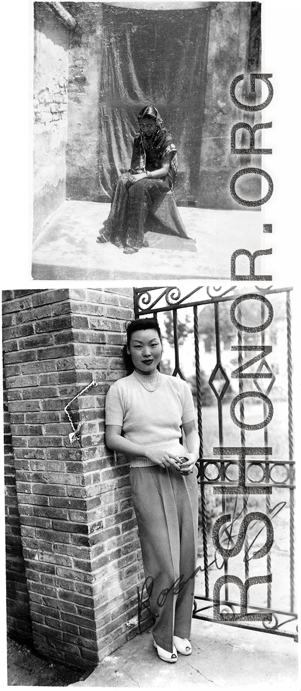 A woman (likely a prostitute) in India (or Burma), and a woman (apparently named Rosa Lung) in China. During WWII.