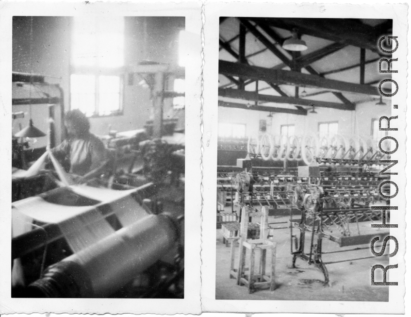 Textile factory, most likely in China. During WWII.