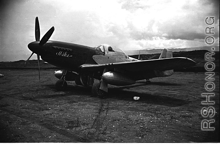 The P-51 fighter, "Mike." C/C Ballew, pilot Hobart. In China during WWII.