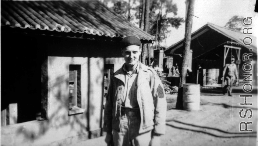 GI hanging out on the street at an American in the China, most likely at Yangkai. During WWII.