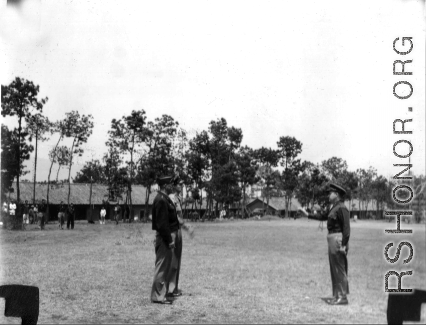 Claire Chennault at Yangkai, February, 1945, during decoration formation.