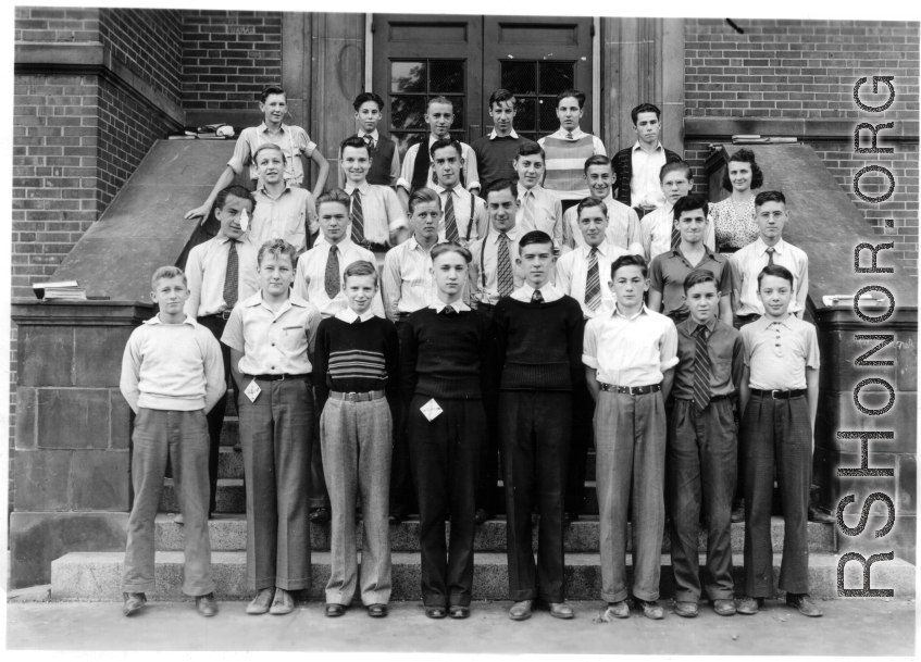 John Jacob Gerber (left, in far back), already a bit of a nonconformist and showing his independent personality. At Hinckley High School, Hinckley, Ohio.