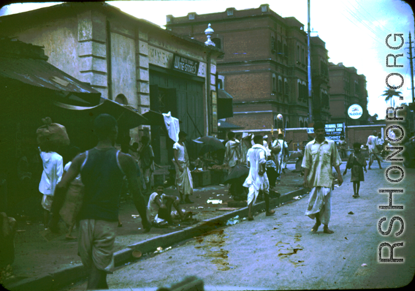 Busy street in Calcutta, India, during WWII.