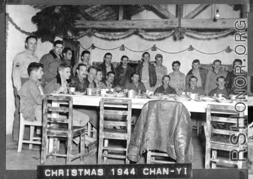 Banquet at Christmas, 1944, at Chanyi (Zhanyi), during WWII.