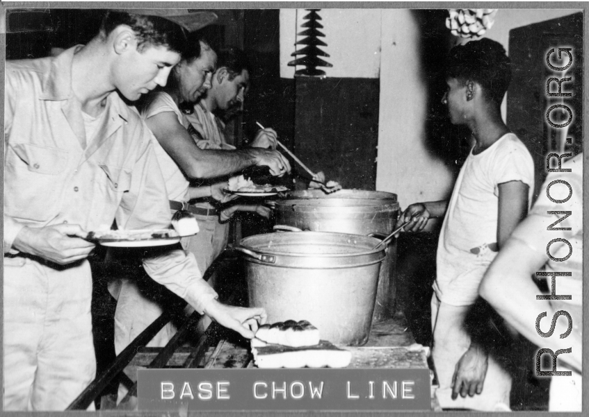 Base chow line at Gushkara, India, during WWII.
