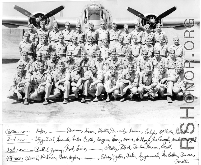 Flight group of 24th Mapping Squadron at APO 690, Gushkara, India.  With B-24/F-7.