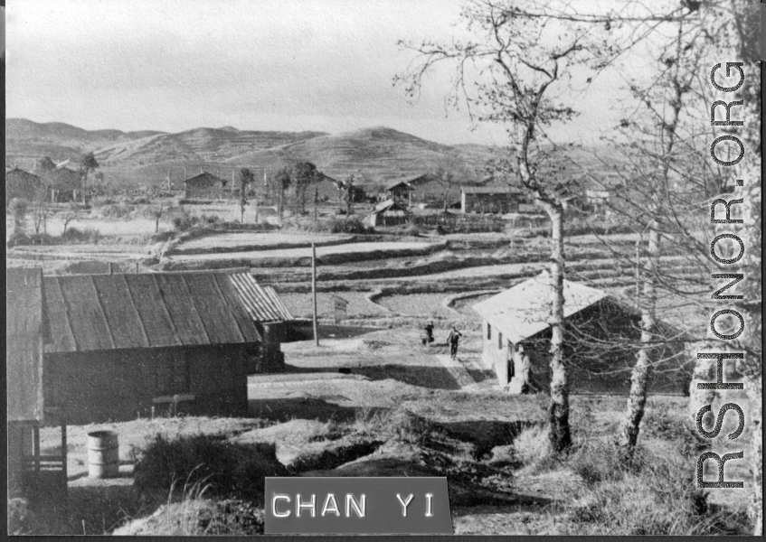 Barracks area at Zhanyi, Yunnan, China, during WWII.
