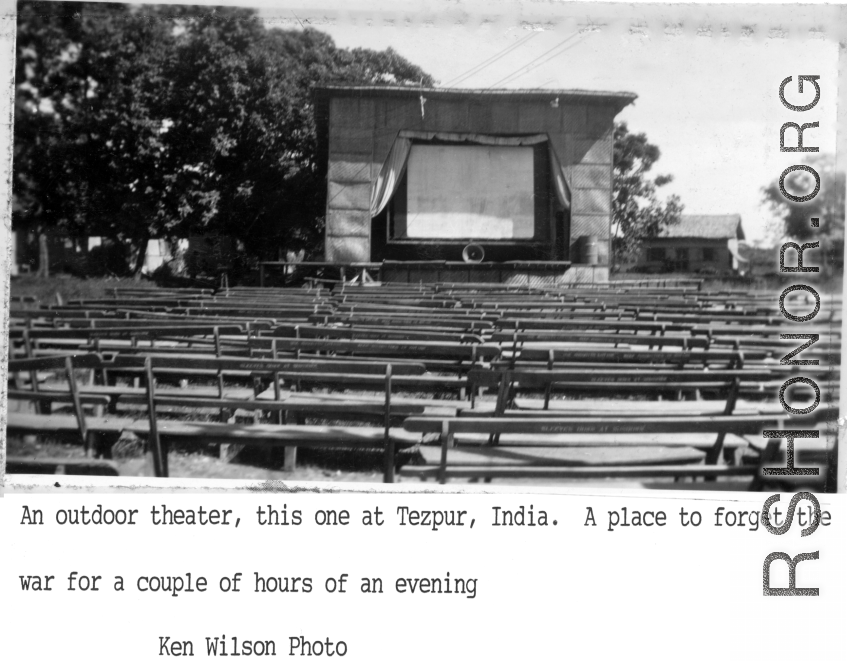 Outdoor theater for GIs at Tezpur, India, during WWII.  Photo from Ken Wilson.