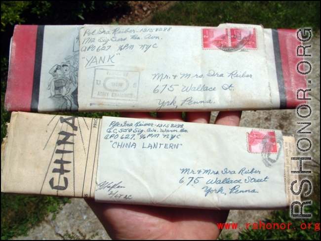 Unopened Yank and China Lantern newspapers that Ira Reiber sent home from China to his family during WWII. Ira Reiber served in the CBI.