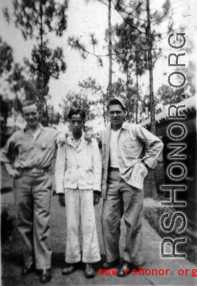Leo Flanagan, hostel house-boy,  and Fred Campangna at Yangkai during WWII.
