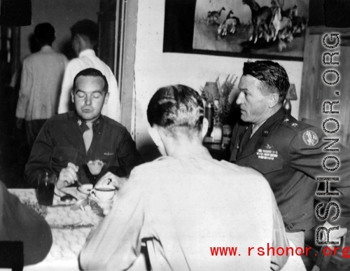 Claire Chennault at a banquet at Yangkai, February, 1945.