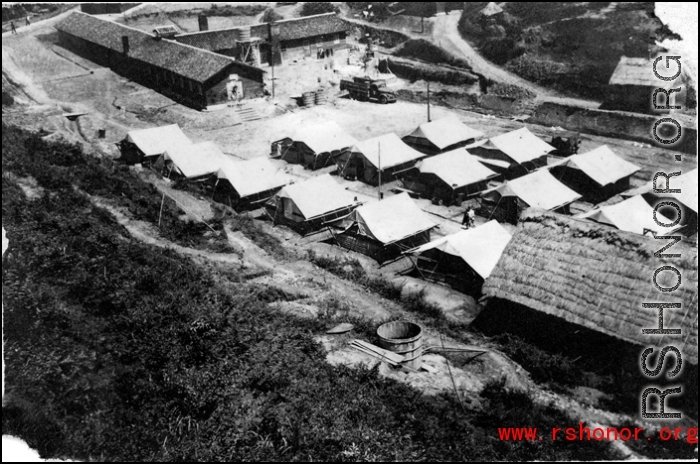 The hostel area at the American base at Suichuan (Suichwan) airbase, Jiangxi province, during WWII.