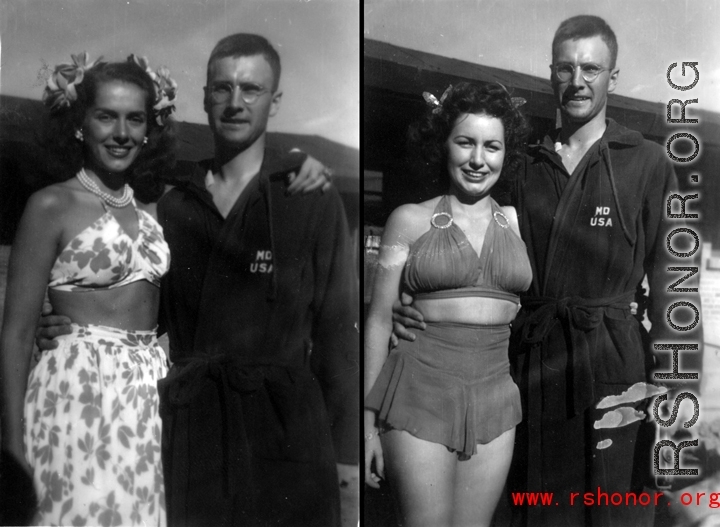 A very lucky Kenneth R. Williams with celebrities, including Jinx Falkenburg (left), and Betty Yeaton (right).