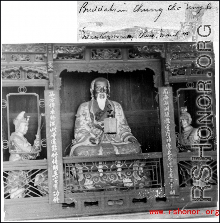 Buddha in temple near Kunming during WWII. March, 1945.