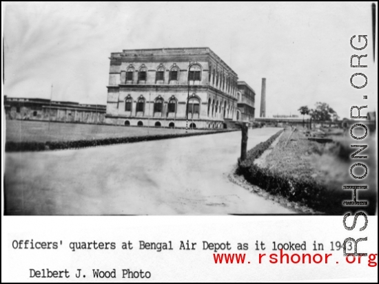 Officer's quarters at bengal Air Depot in 1943.  Photo from Delbert J. Wood.