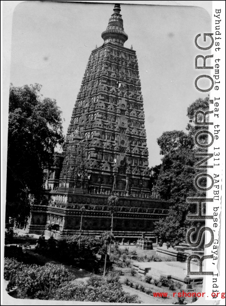 Buddhist temple near the 1311th AAFBU base, Gaya, India, during WWII.