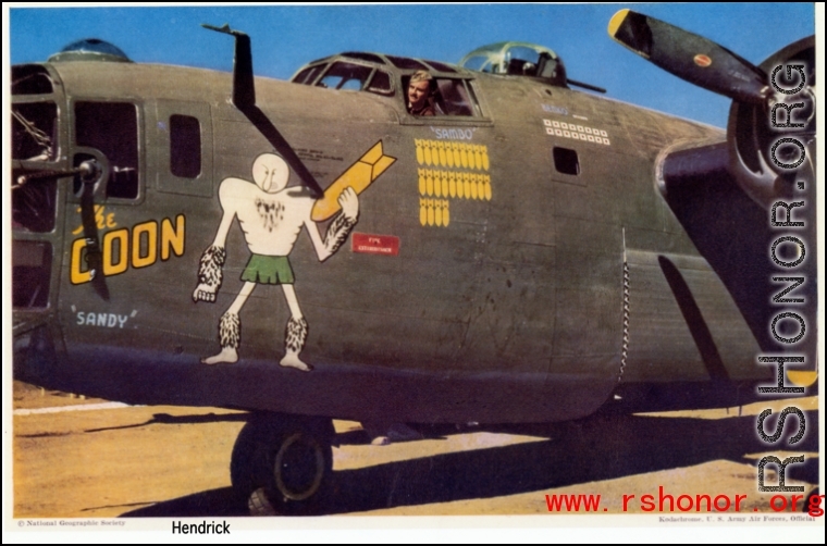 Scan of an image of "The GOON" B-24 bomber from National Geographic. In the CBI during WWII.