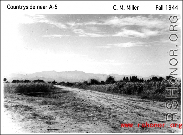 Countryside near A-5 base in Sichuan, during WWII, fall of 1944.  Photo from C. M. Miller.