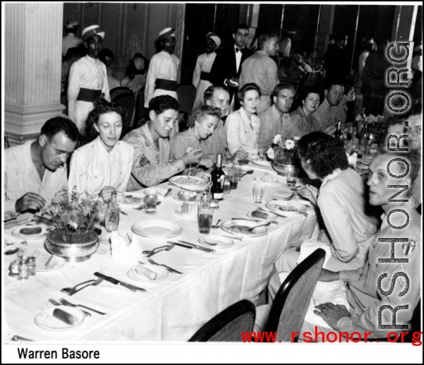VIP banquet in India during WWII.  Photo from Warren Basore.