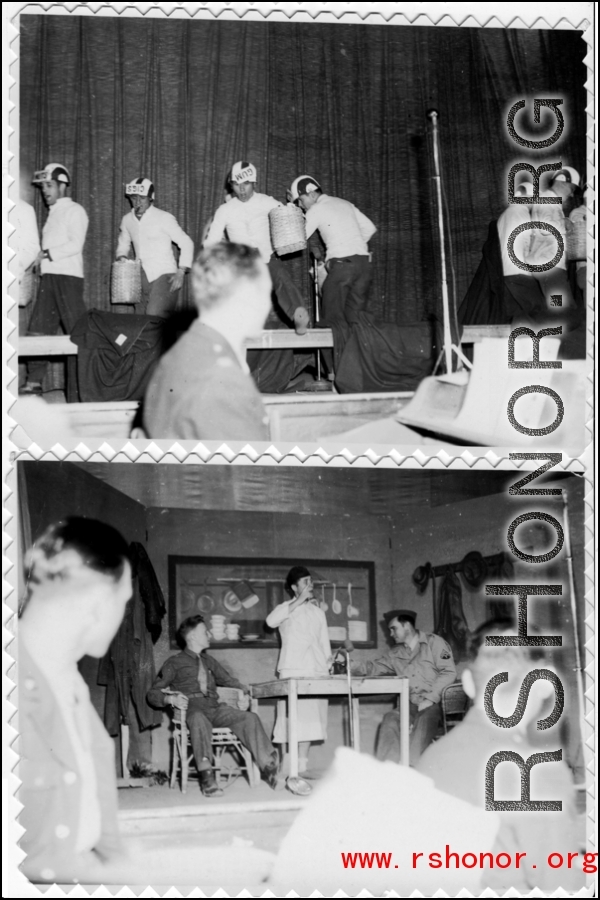 CASC Special Services variety show, January 14, 1945.  Photos by 16th Combat Camera Unit, provided by Dorothy Yuen Leuba.