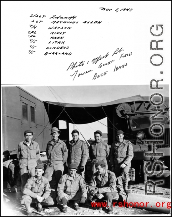 Photo lab personnel stateside in Idaho on November 1, 1943, before shipping off for the CBI.  During WWII.