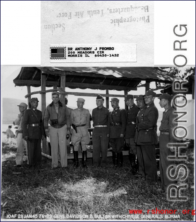 Gens. Davidson and Sultan with Chinese generals in Burma. January 28, 1945. 10th Air Force.   From Anthony J. Prombo.