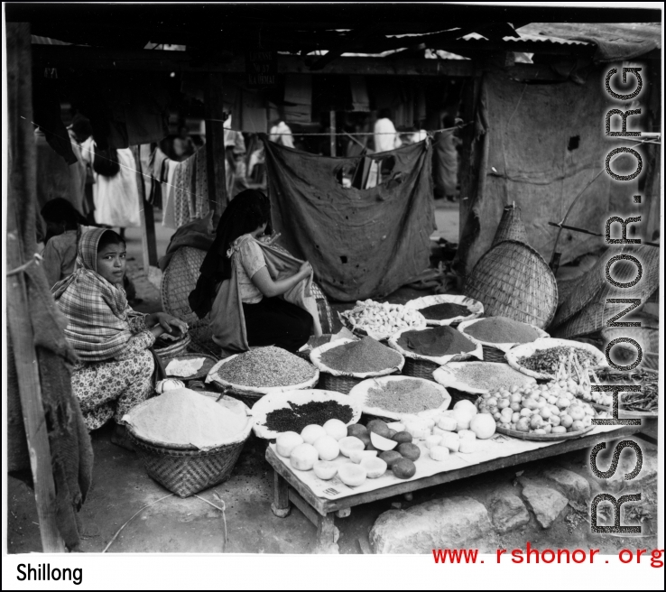 Spice seller in Shillong during WWII.