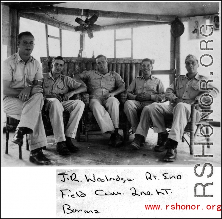 2nd Lt.  J. R. Woolridge (far right). Field Communications. Burma, during WWII.