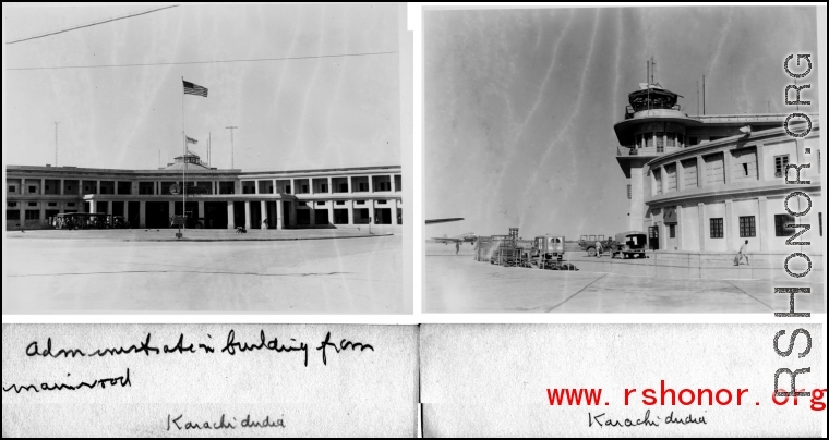Airport at Karachi on return flight from the CBI after WWII.