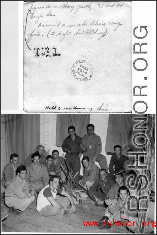 GIs at partying in Hostel #3, Tiger Den, Kunming, China, October 31, 1944.